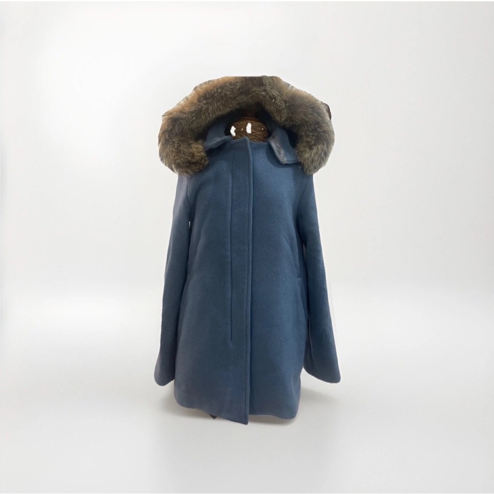 Woolrich Women's Wool Coat Real Coyote Fur Sz XS Removable Hood jacket Rare